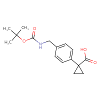 Chemical structure of 1-[4-({[(tert-butoxy)carbonyl]amino}methyl)phenyl]cyclopropane-1-carboxylic acid - CSSB00102864422