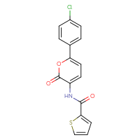 Chemical structure of N-[6-(4-chlorophenyl)-2-oxo-2H-pyran-3-yl]thiophene-2-carboxamide - CSSB00138427109
