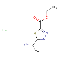 Chemical structure of ethyl 5-(1-aminoethyl)-1,3,4-thiadiazole-2-carboxylate hydrochloride - CSSB00160553485