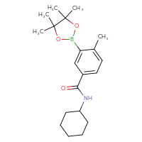 Chemical structure of N-cyclohexyl-4-methyl-3-(4,4,5,5-tetramethyl-1,3,2-dioxaborolan-2-yl)benzamide - CSSB00348448732
