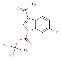 Chemical structure of tert-butyl 3-acetyl-6-bromo-1H-indole-1-carboxylate - CSSB21332128695