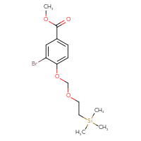 Chemical structure of methyl 3-bromo-4-{[2-(trimethylsilyl)ethoxy]methoxy}benzoate - CSSB06835374793