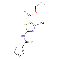 Chemical structure of ethyl 4-methyl-2-(thiophene-2-amido)-1,3-thiazole-5-carboxylate - CSSB00028006778
