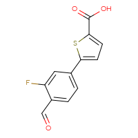 Chemical structure of 5-(3-fluoro-4-formylphenyl)thiophene-2-carboxylic acid - CSSB00102674698