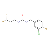 Chemical structure of 1-[(3-chloro-4-fluorophenyl)methyl]-3-(3,3-difluoropropyl)urea - CSSB02006828182