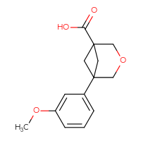 Chemical structure of 5-(3-methoxyphenyl)-3-oxabicyclo[3.1.1]heptane-1-carboxylic acid - CSSB14948341211