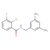 Chemical structure of 2-chloro-N-[(3,5-dimethylphenyl)methyl]-3-fluorobenzamide - CSSB02035227041