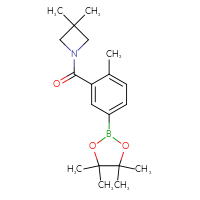 Chemical structure of 3,3-dimethyl-1-[2-methyl-5-(4,4,5,5-tetramethyl-1,3,2-dioxaborolan-2-yl)benzoyl]azetidine - CSSB02526778988