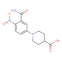 Chemical structure of 1-(3-carbamoyl-4-nitrophenyl)piperidine-4-carboxylic acid - CSSB00025736603