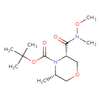 Chemical structure of tert-butyl (3S,5S)-3-[methoxy(methyl)carbamoyl]-5-methylmorpholine-4-carboxylate - CSSB03551430138
