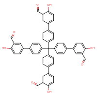 Chemical structure of 4-hydroxy-4'-[tris({3'-formyl-4'-hydroxy-[1,1'-biphenyl]-4-yl})methyl]-[1,1'-biphenyl]-3-carbaldehyde - CSSB06726395860