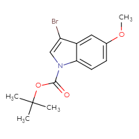 Chemical structure of tert-butyl 3-bromo-5-methoxy-1H-indole-1-carboxylate - CSSB00010163206