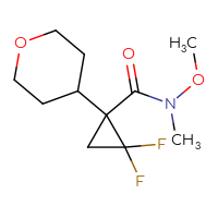 Chemical structure of 2,2-difluoro-N-methoxy-N-methyl-1-(oxan-4-yl)cyclopropane-1-carboxamide - CSSB01148881331