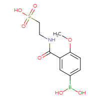 Chemical structure of 2-{[5-(dihydroxyboranyl)-2-methoxyphenyl]formamido}ethane-1-sulfonic acid - CSSB21531608835