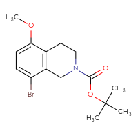 Chemical structure of tert-butyl 8-bromo-5-methoxy-1,2,3,4-tetrahydroisoquinoline-2-carboxylate - CSSB00958257136