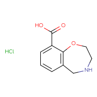 Chemical structure of 2,3,4,5-tetrahydro-1,4-benzoxazepine-9-carboxylic acid hydrochloride - CSSB00102722785
