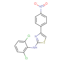 Chemical structure of N-(2,6-dichlorophenyl)-4-(4-nitrophenyl)-1,3-thiazol-2-amine - CSSB06256034996