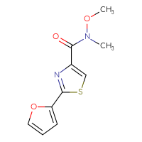 Chemical structure of 2-(furan-2-yl)-N-methoxy-N-methyl-1,3-thiazole-4-carboxamide - CSSB00000298140