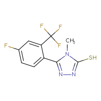 Chemical structure of 5-[4-fluoro-2-(trifluoromethyl)phenyl]-4-methyl-4H-1,2,4-triazole-3-thiol - CSSB00020653891