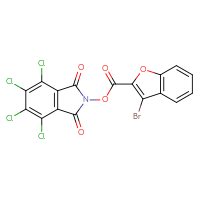 Chemical structure of 4,5,6,7-tetrachloro-1,3-dioxo-2,3-dihydro-1H-isoindol-2-yl 3-bromo-1-benzofuran-2-carboxylate - CSSB20269493643