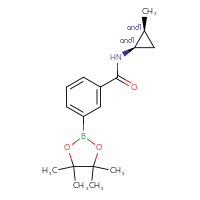 Chemical structure of rac-N-[(1R,2S)-2-methylcyclopropyl]-3-(4,4,5,5-tetramethyl-1,3,2-dioxaborolan-2-yl)benzamide - CSSB21332841589