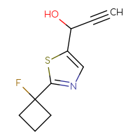 Chemical structure of 1-[2-(1-fluorocyclobutyl)-1,3-thiazol-5-yl]prop-2-yn-1-ol - CSSB15023271469
