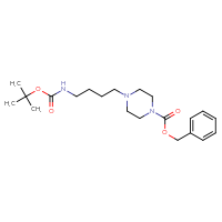 Chemical structure of benzyl 4-(4-{[(tert-butoxy)carbonyl]amino}butyl)piperazine-1-carboxylate - CSSB06448254455