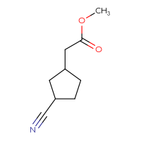 Chemical structure of methyl 2-(3-cyanocyclopentyl)acetate - CSSB00036957476