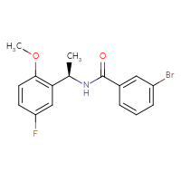 Chemical structure of 3-bromo-N-[(1R)-1-(5-fluoro-2-methoxyphenyl)ethyl]benzamide - CSSB21432548600