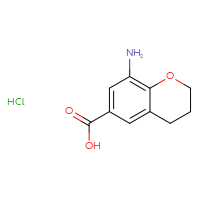 Chemical structure of 8-amino-3,4-dihydro-2H-1-benzopyran-6-carboxylic acid hydrochloride - CSSB20963525254
