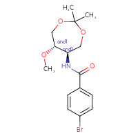 Chemical structure of rac-4-bromo-N-[(5R,6S)-6-methoxy-2,2-dimethyl-1,3-dioxepan-5-yl]benzamide - CSSB21444811914