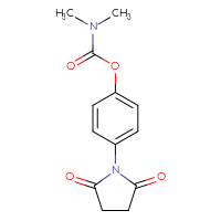 Chemical structure of 4-(2,5-dioxopyrrolidin-1-yl)phenyl N,N-dimethylcarbamate - CSSB21432531512