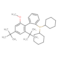 Chemical structure of dicyclohexyl({2',4'-di-tert-butyl-6'-methoxy-[1,1'-biphenyl]-2-yl})phosphane - CSSB00102421843