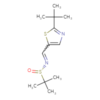 Chemical structure of (S)-N-[(2-tert-butyl-1,3-thiazol-5-yl)methylidene]-2-methylpropane-2-sulfinamide - CSSB02155572242