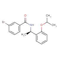 Chemical structure of 3-bromo-N-[(1R)-1-[2-(propan-2-yloxy)phenyl]ethyl]benzamide - CSSB02410851980