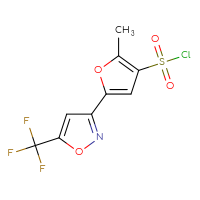 Chemical structure of 2-methyl-5-[5-(trifluoromethyl)-1,2-oxazol-3-yl]furan-3-sulfonyl chloride - CSSB00015183943