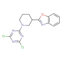 Chemical structure of 2-[1-(4,6-dichloro-1,3,5-triazin-2-yl)piperidin-3-yl]-1,3-benzoxazole - CSSB21332060988