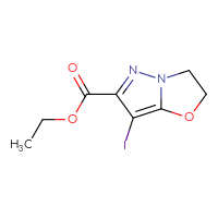 Chemical structure of ethyl 7-iodo-2H,3H-pyrazolo[3,2-b][1,3]oxazole-6-carboxylate - CSSB00135415927