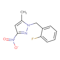Chemical structure of 1-[(2-fluorophenyl)methyl]-5-methyl-3-nitro-1H-pyrazole - CSSB00015198092