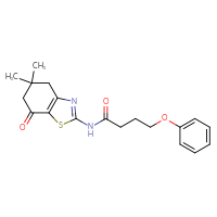 Chemical structure of N-(5,5-dimethyl-7-oxo-4,5,6,7-tetrahydro-1,3-benzothiazol-2-yl)-4-phenoxybutanamide - CSSB00102628535