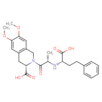 Chemical structure of (3S)-2-[(2S)-2-{[(1S)-1-carboxy-3-phenylpropyl]amino}propanoyl]-6,7-dimethoxy-1,2,3,4-tetrahydroisoquinoline-3-carboxylic acid - CSSB00020664871