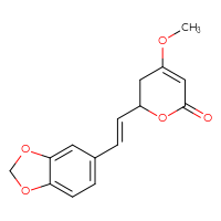 Chemical structure of 6-[(1E)-2-(2H-1,3-benzodioxol-5-yl)ethenyl]-4-methoxy-5,6-dihydro-2H-pyran-2-one - CSSB00102519994