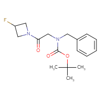 Chemical structure of tert-butyl N-benzyl-N-[2-(3-fluoroazetidin-1-yl)-2-oxoethyl]carbamate - CSSB06424496141