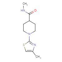 Chemical structure of N-methyl-1-(4-methyl-1,3-thiazol-2-yl)piperidine-4-carboxamide - CSSB01194936724