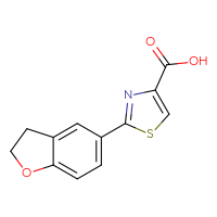 Chemical structure of 2-(2,3-dihydro-1-benzofuran-5-yl)-1,3-thiazole-4-carboxylic acid - CSSB00000283087