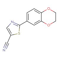 Chemical structure of 2-(2,3-dihydro-1,4-benzodioxin-6-yl)-1,3-thiazole-5-carbonitrile - CSSB00134284973
