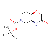 Chemical structure of tert-butyl (4aS,8aR)-3-oxo-octahydro-2H-pyrido[4,3-b][1,4]oxazine-6-carboxylate - CSSB00049503290