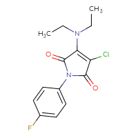 Chemical structure of 3-chloro-4-(diethylamino)-1-(4-fluorophenyl)-2,5-dihydro-1H-pyrrole-2,5-dione - CSSB00000704422