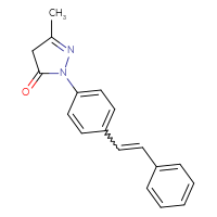 Chemical structure of 3-methyl-1-[4-(2-phenylethenyl)phenyl]-4,5-dihydro-1H-pyrazol-5-one - CSSB10136856320