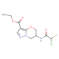 Chemical structure of ethyl 6-(2-chloro-2-fluoroacetamido)-5H,6H,7H-pyrazolo[3,2-b][1,3]oxazine-3-carboxylate - CSSB21332120979